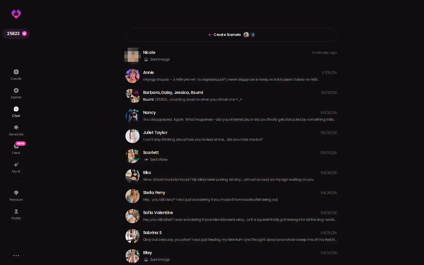 La boîte Chats de GoLove.ai qui regroupe toutes tes relations dans une seule liste